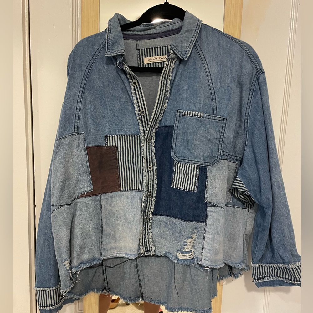 We the Free Denim Patchwork Shirt